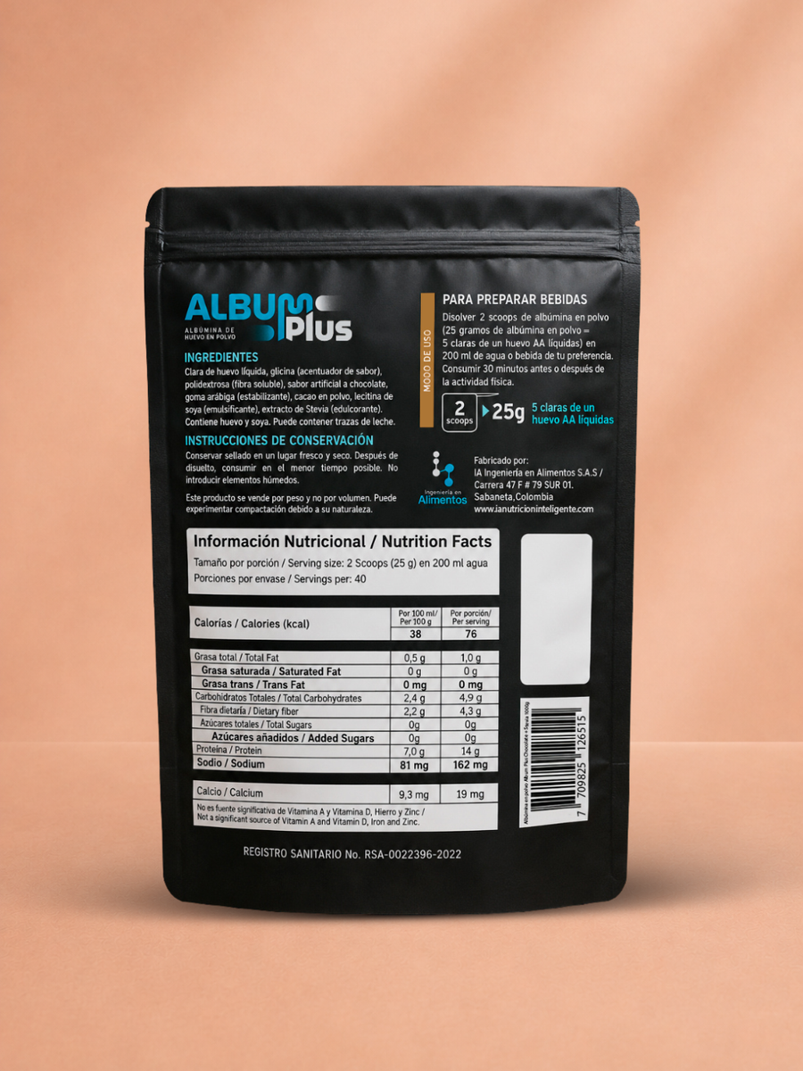 AlbumPlus Chocolate 1kg — tabla nutricional