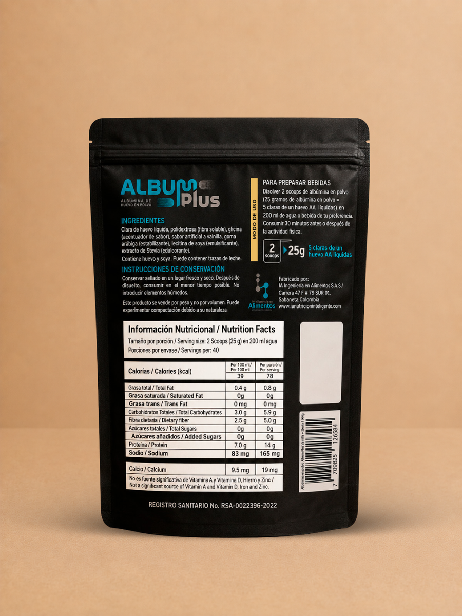 AlbumPlus Vainilla 1kg — tabla nutricional